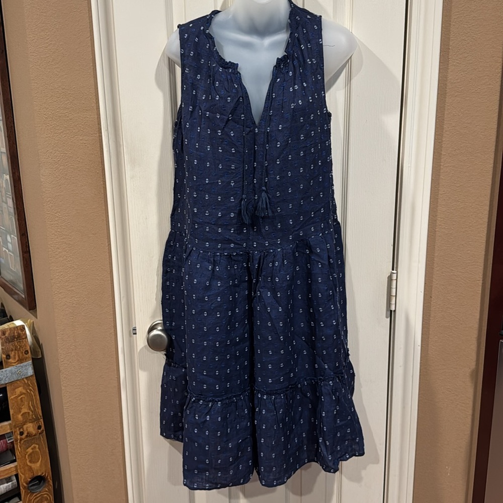 J McLaughlin Navy Swiss Dots Dress. Sz Small